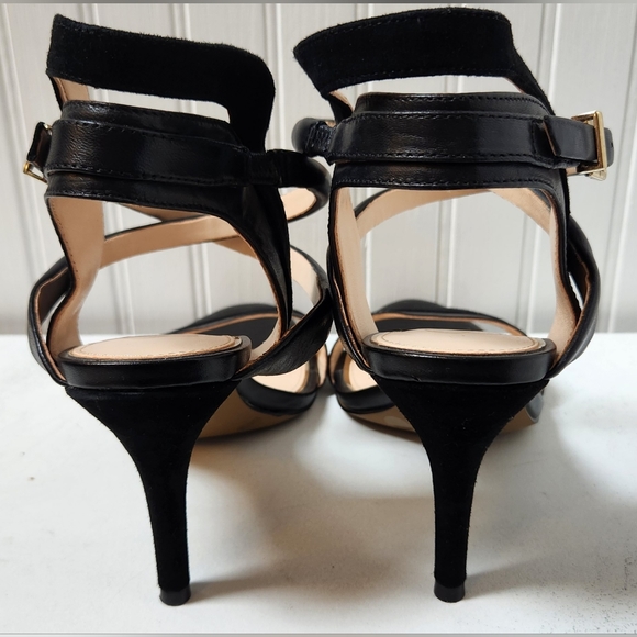Sexy JESSICA SIMPSON Black Strappy Leather & Suede 4" Heel Sandals EUC - Picture 7 of 9